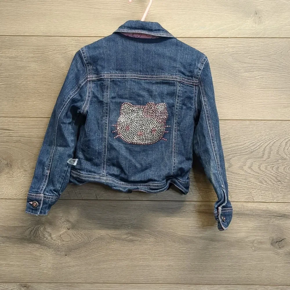 Girls Hello Kitty Button Denim Jacket Size 5